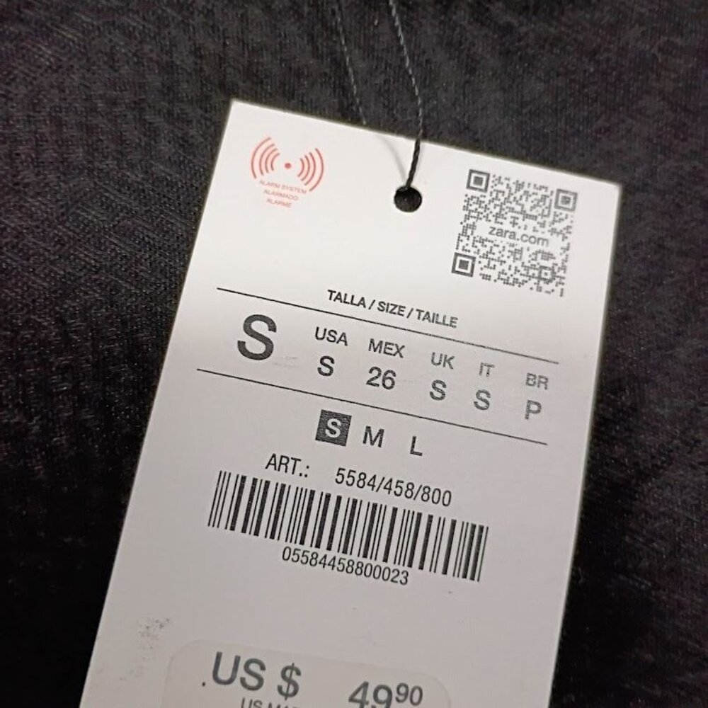 Zara Black Sheer Blouse With Ruffle Cuffs Womens S - Picture 10 of 10